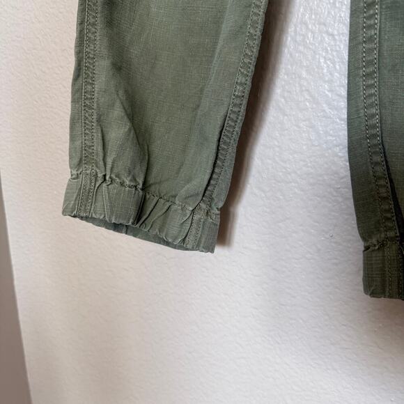 J. Crew Seaside Crop Jogger Pant Size 8 Linen Blend Pull on Elastic Waist Olive - Picture 3 of 8